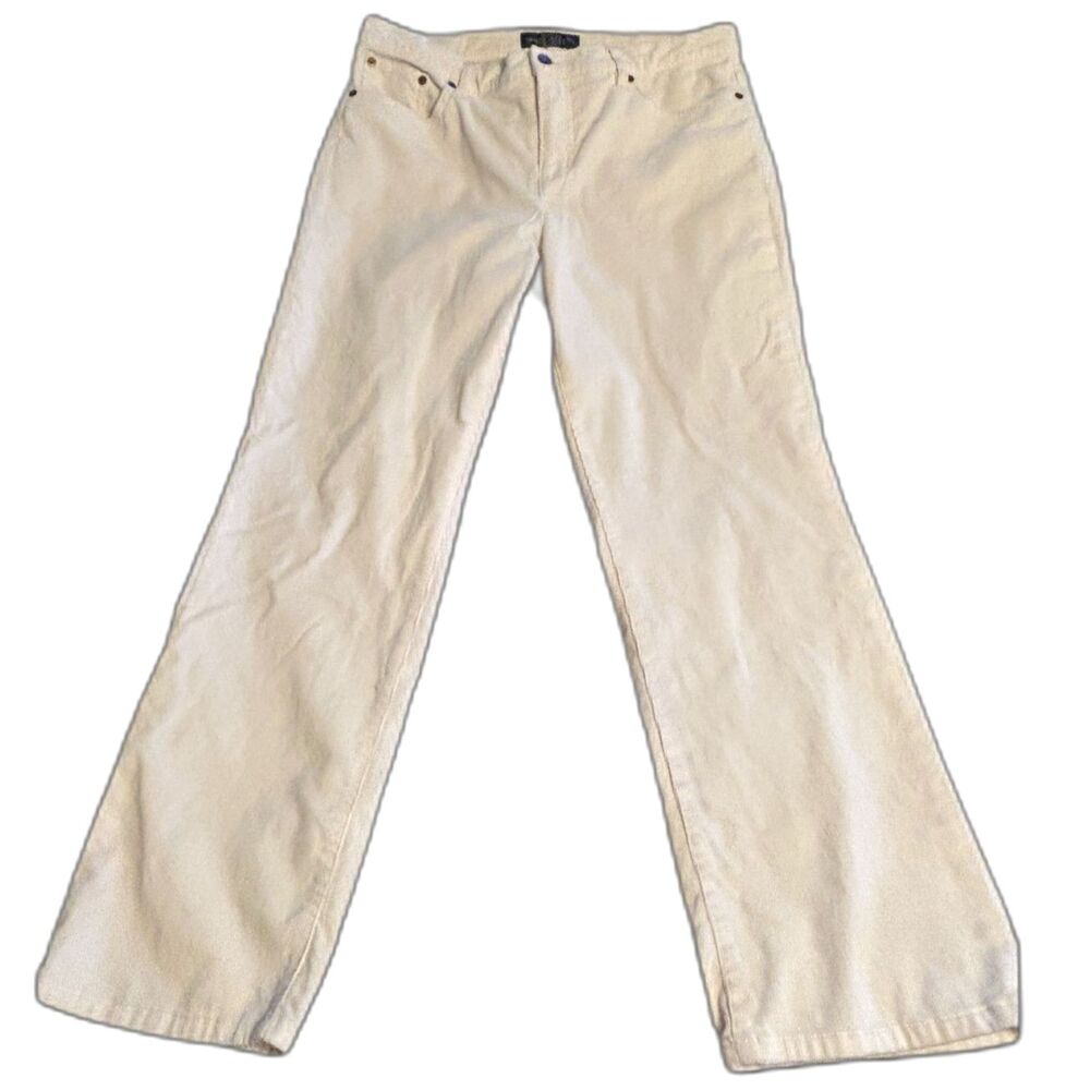 Lauren Ralph Lauren LRL Petite Cream Corduroy Pants 14P Bootcut Stretch - Picture 5 of 8